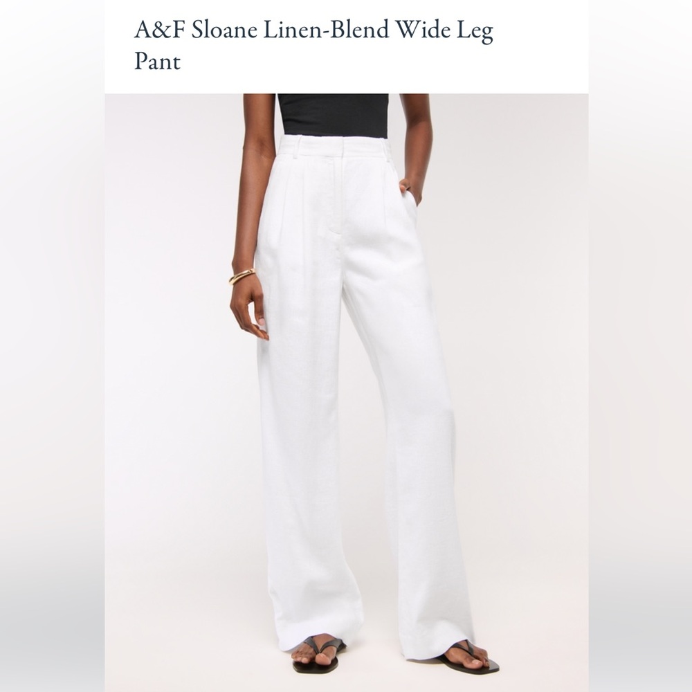 Sloane Abercrombie White Linen Wide-Leg Pants